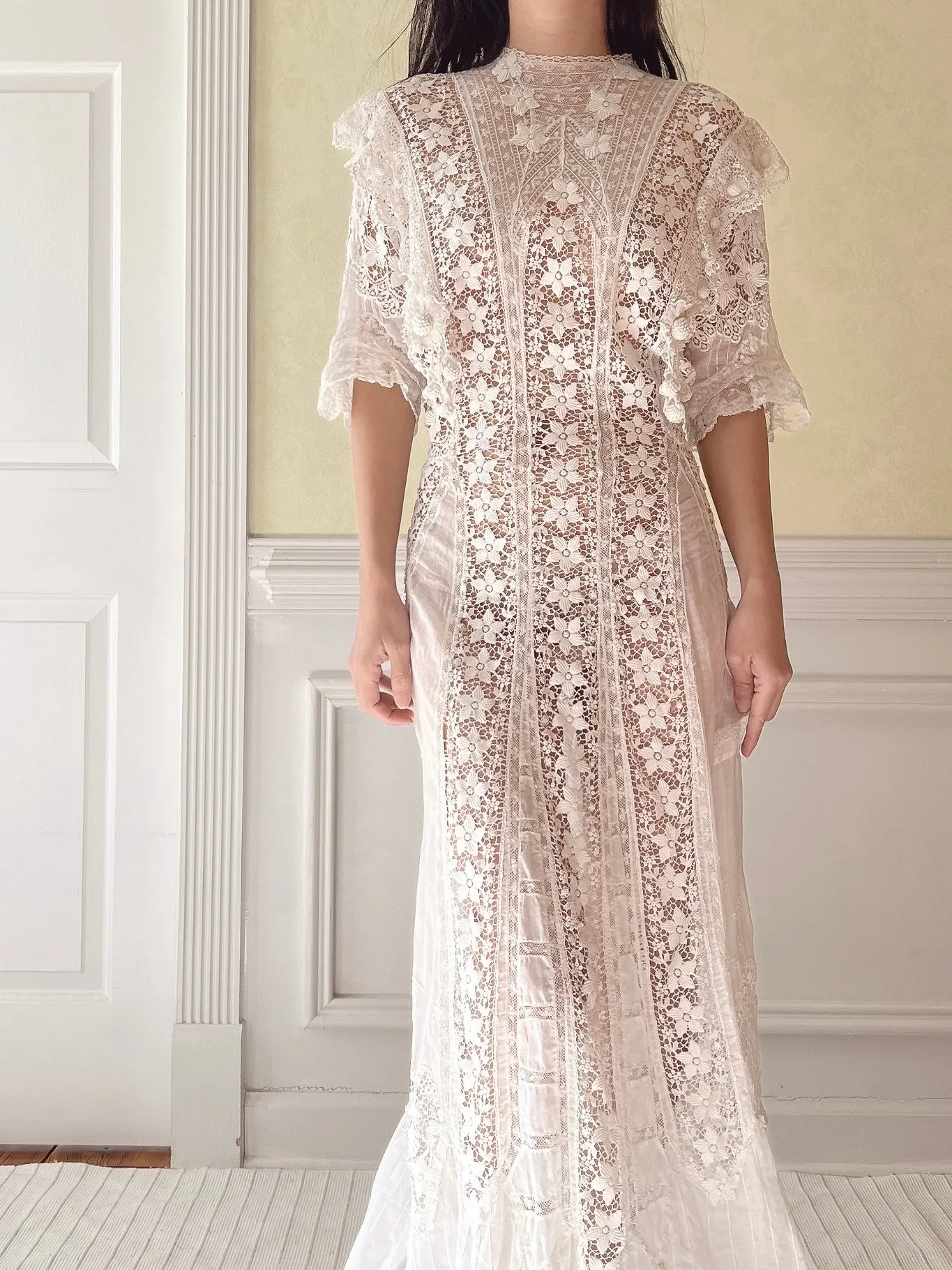 Antique Silk/Cotton Batiste Dress - S