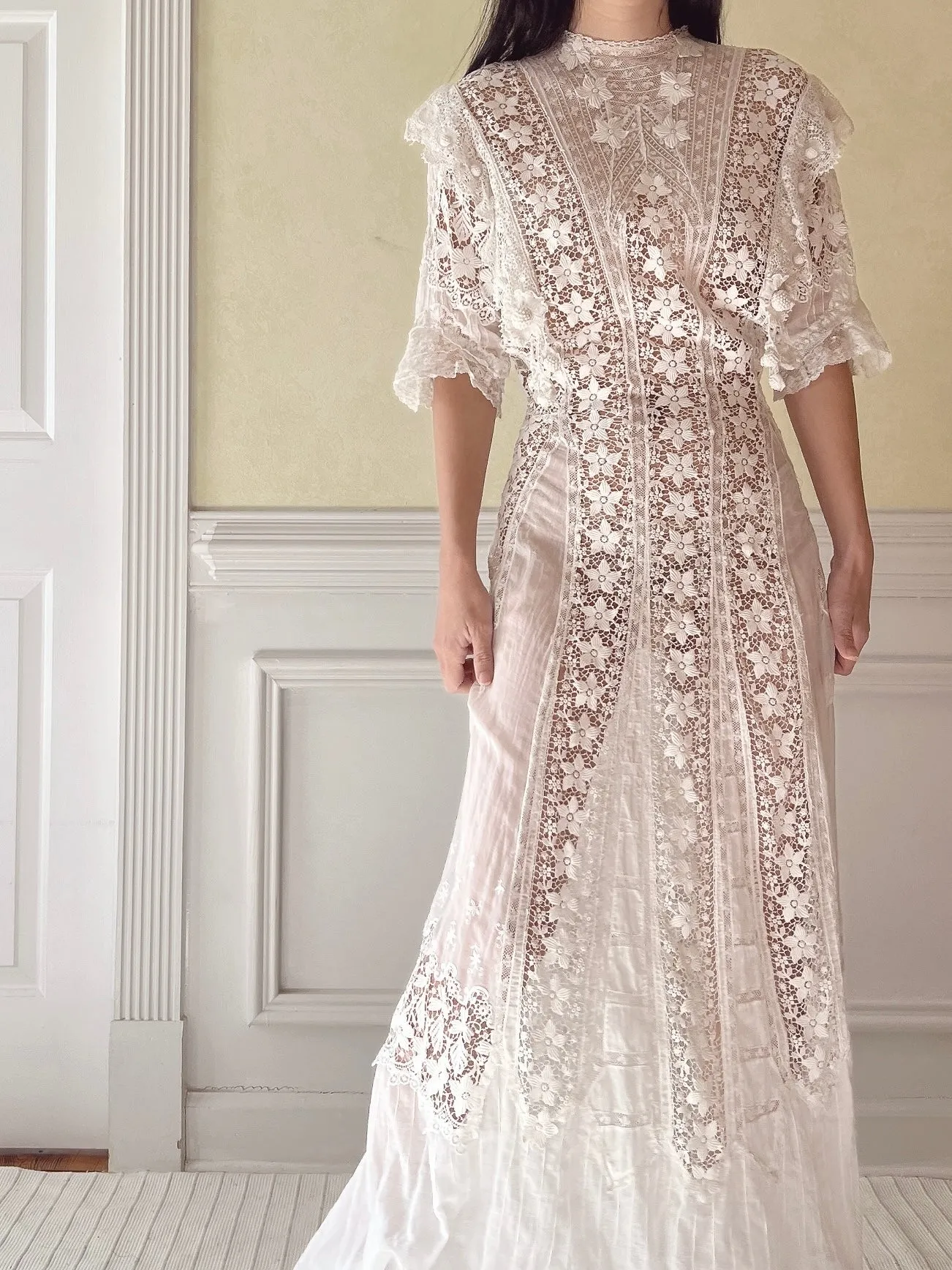 Antique Silk/Cotton Batiste Dress - S