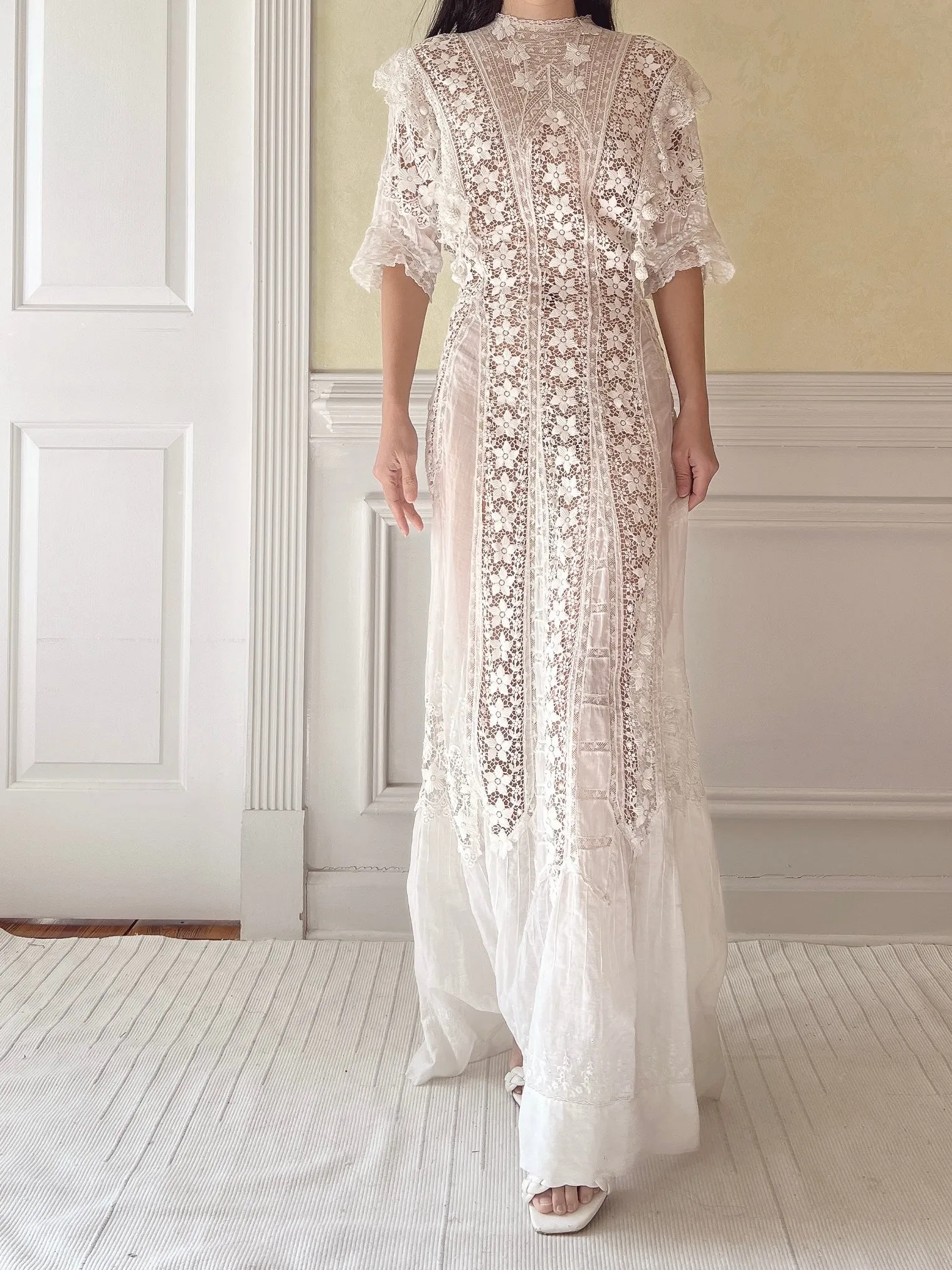 Antique Silk/Cotton Batiste Dress - S