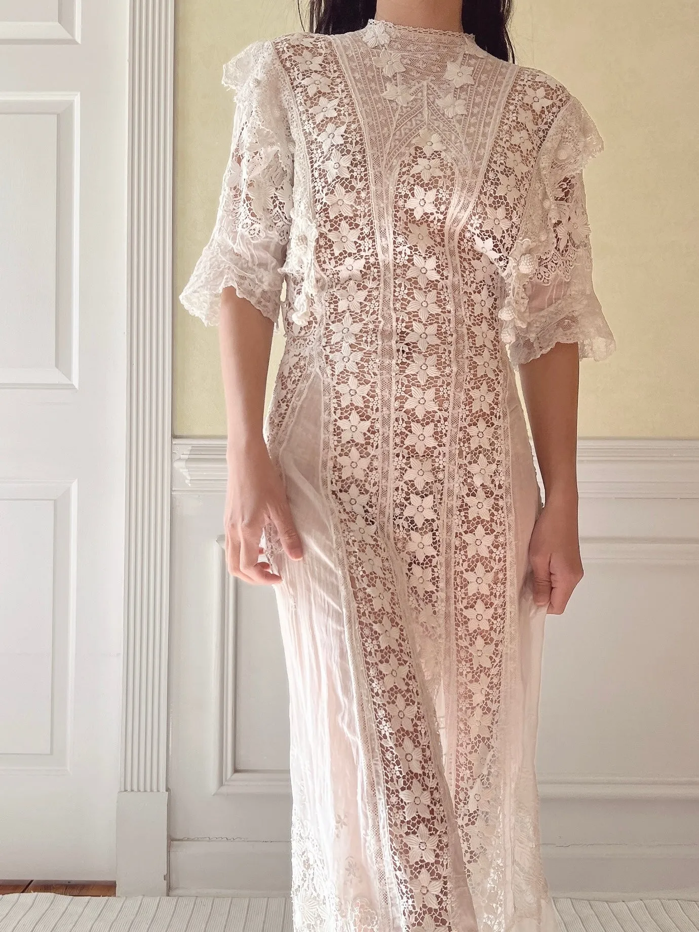 Antique Silk/Cotton Batiste Dress - S