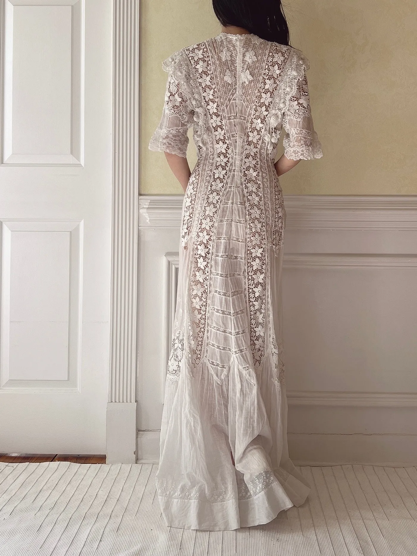 Antique Silk/Cotton Batiste Dress - S