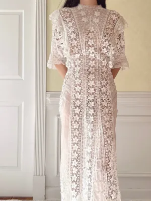 Antique Silk/Cotton Batiste Dress - S