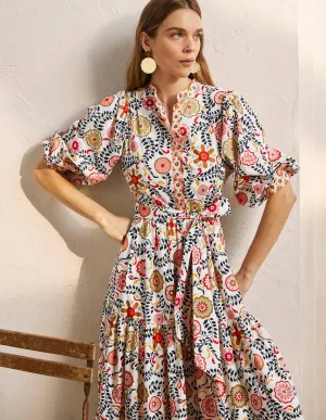 Ava Tiered Maxi Dress-Ivory. Opulent Garden