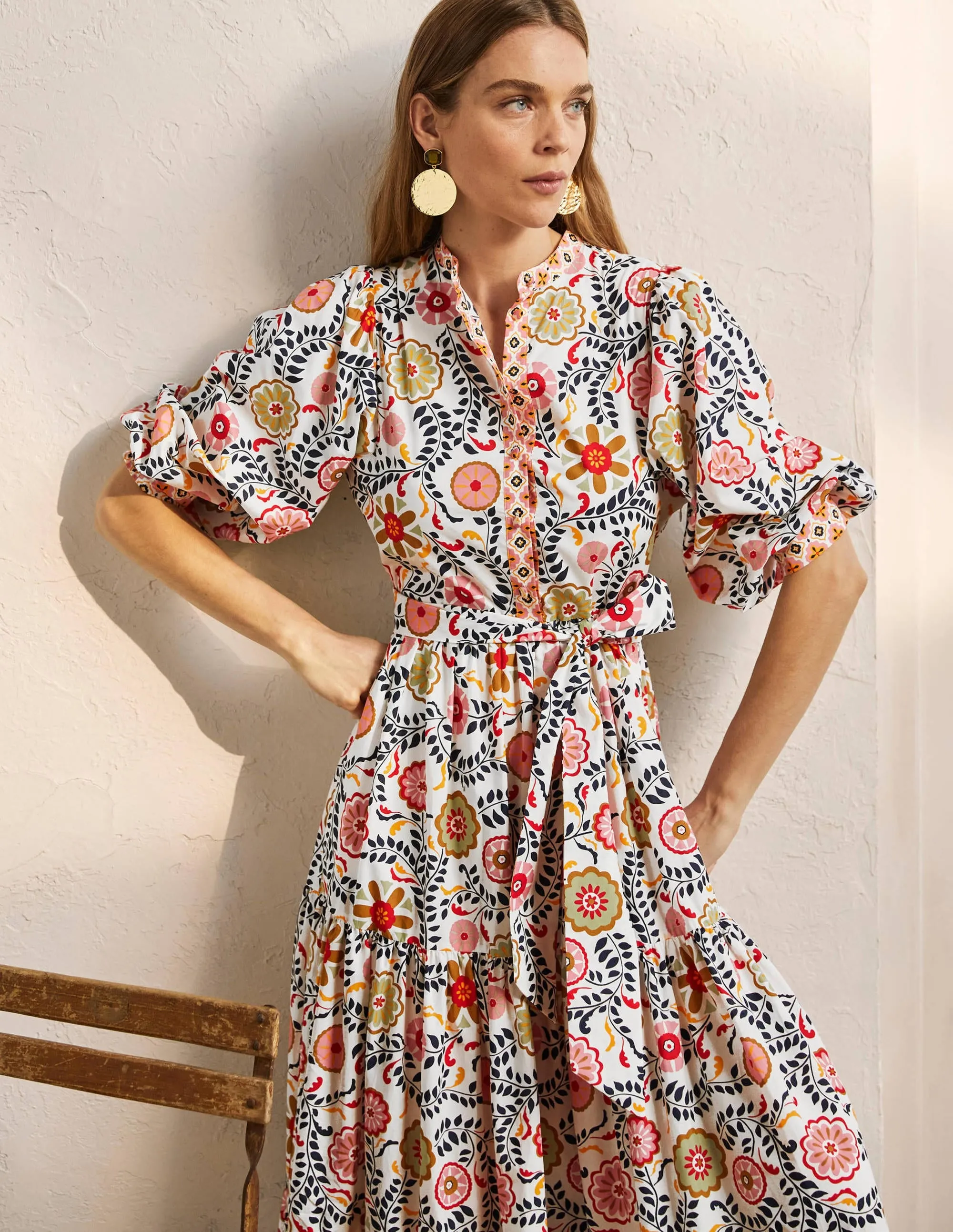 Ava Tiered Maxi Dress-Ivory. Opulent Garden