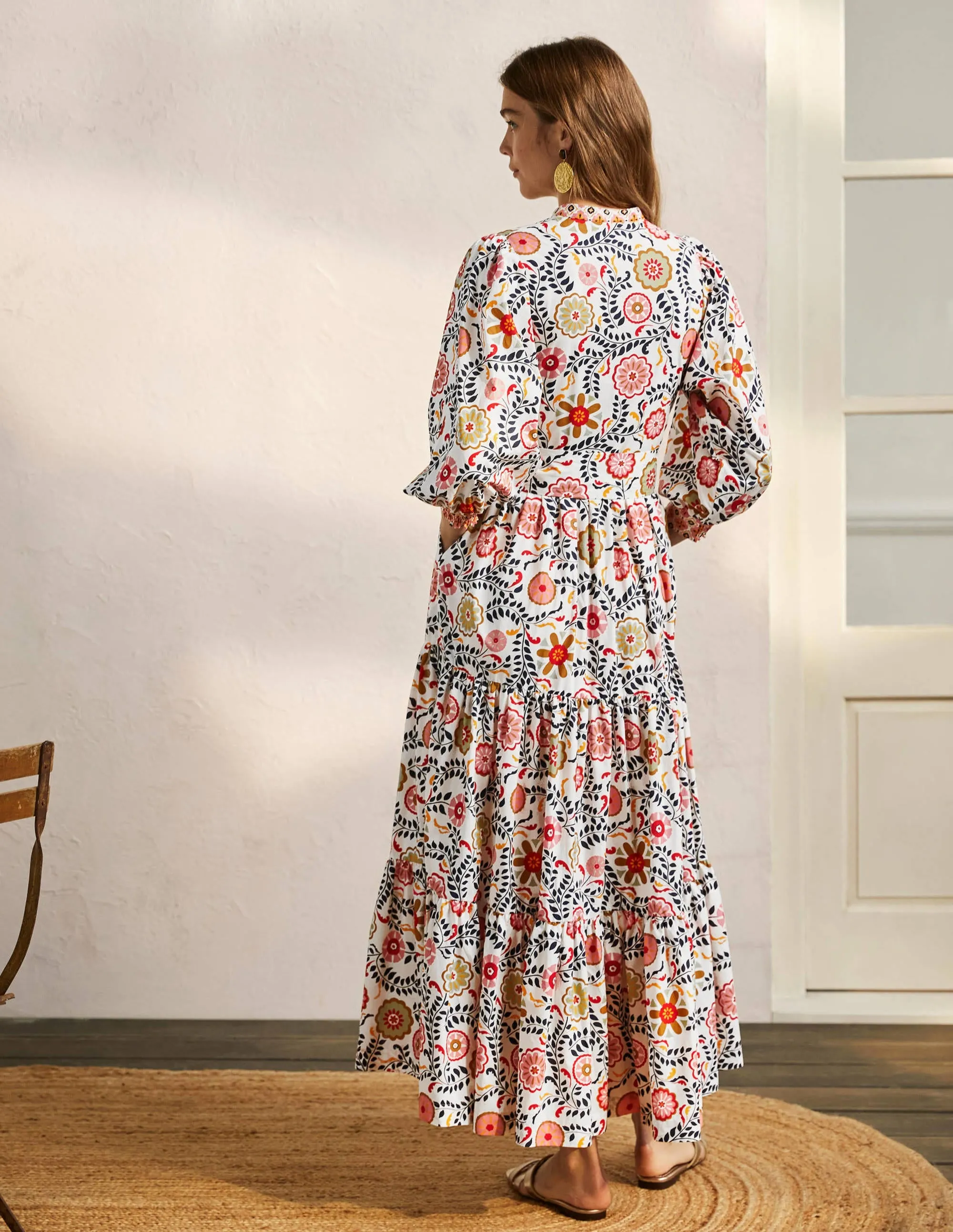Ava Tiered Maxi Dress-Ivory. Opulent Garden