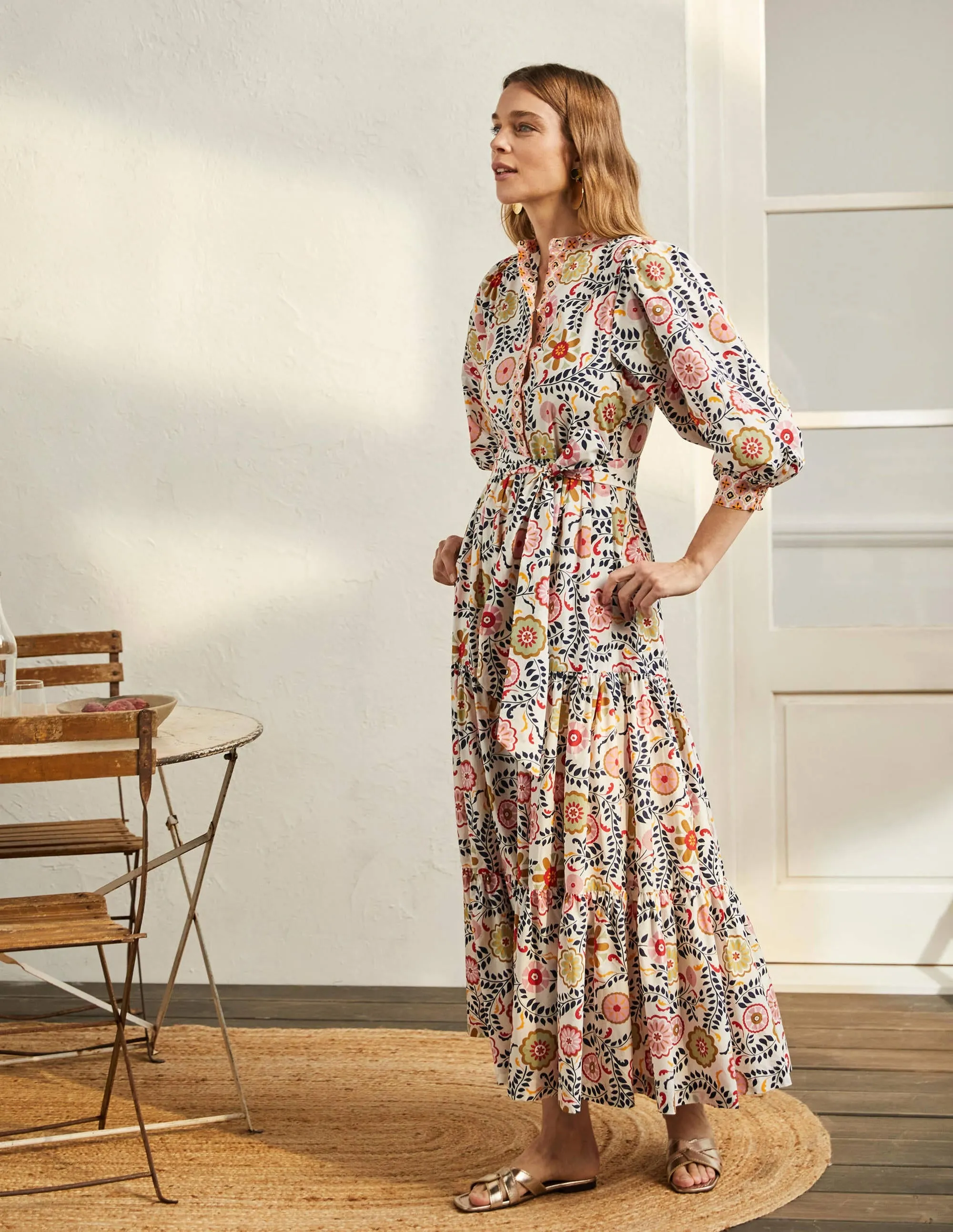 Ava Tiered Maxi Dress-Ivory. Opulent Garden