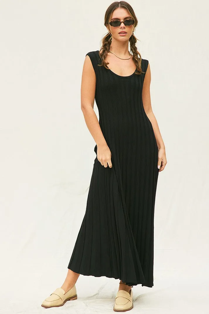 Bailey Ribbed Knit Maxi Dress in Black