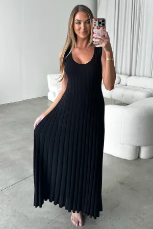 Bailey Ribbed Knit Maxi Dress in Black