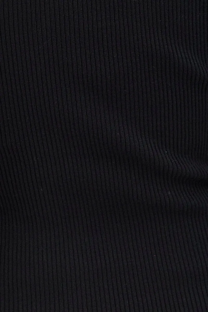 Black Knit Dress Sleeveless Midi Side Split
