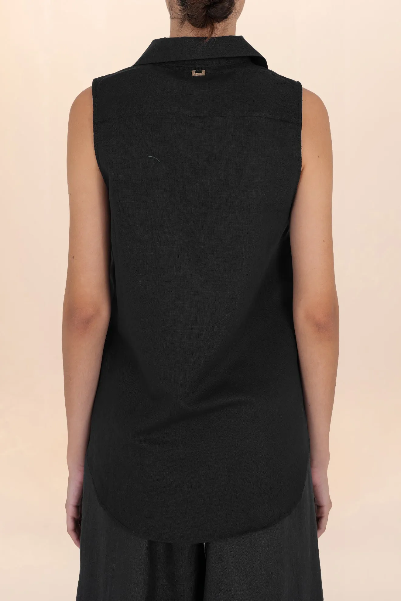 Black Linen Button Shirt