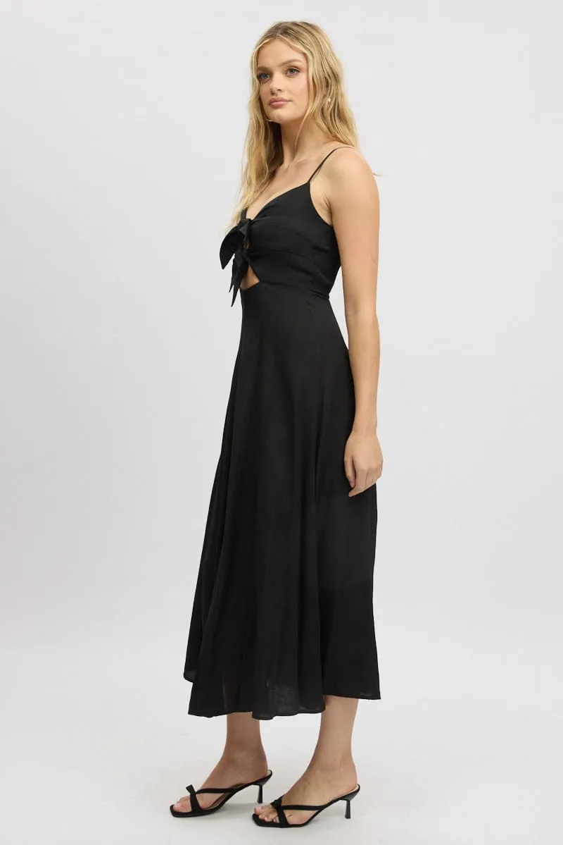 Black Maxi Dress Tie Detail Strappy