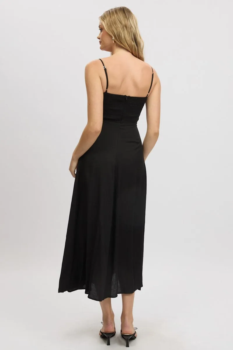 Black Maxi Dress Tie Detail Strappy