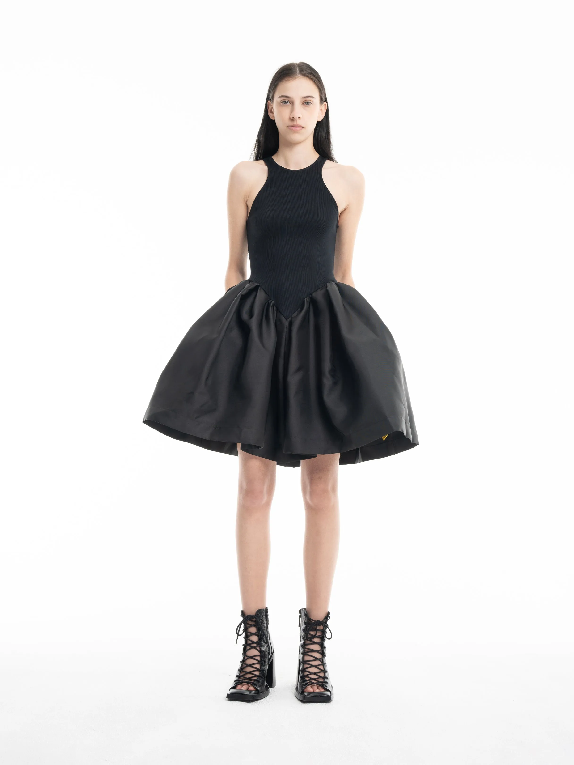 BLACK MINI DRESS WITH TANK TOP SCOOPED