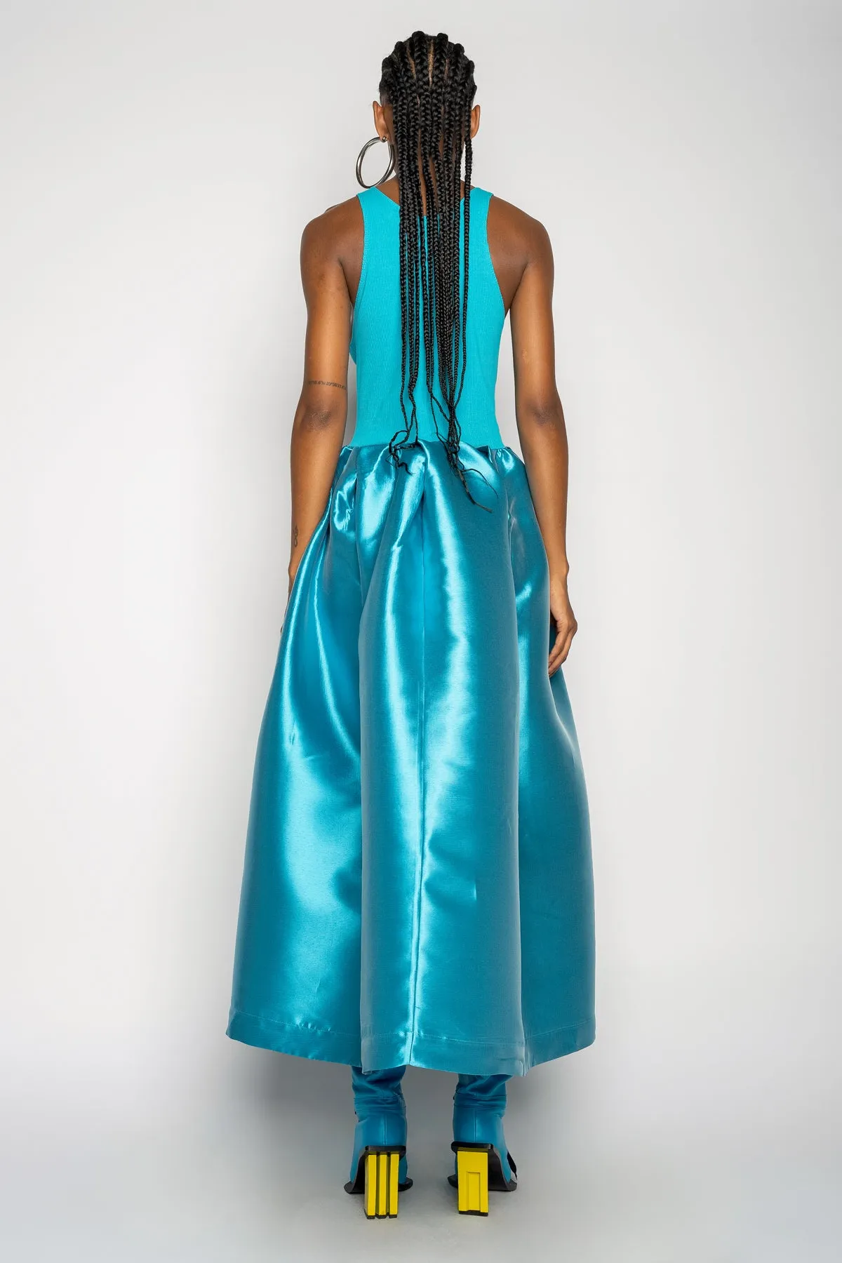 BLUE DRESS WITH TANK TOP SCOOPED