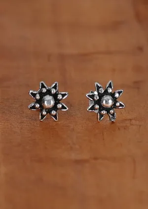 Boho Silver Flower Studs