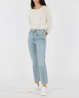 Bronte Linen Jersey Top - Ivory