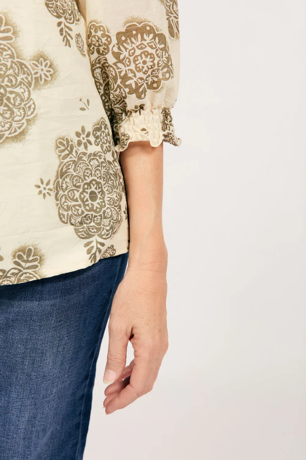 Cairo Boho Blouse in Moroccan Belle Olive