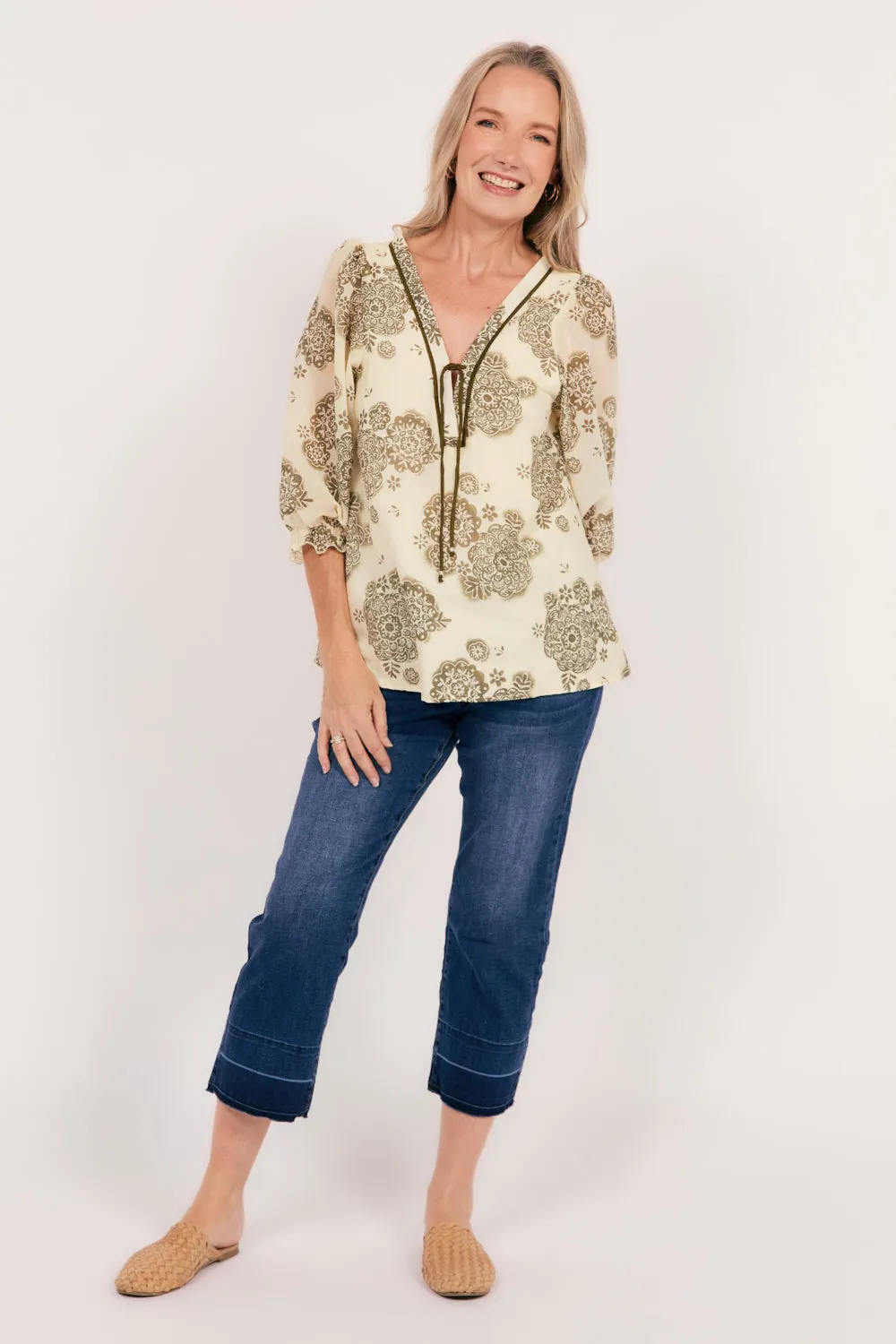Cairo Boho Blouse in Moroccan Belle Olive