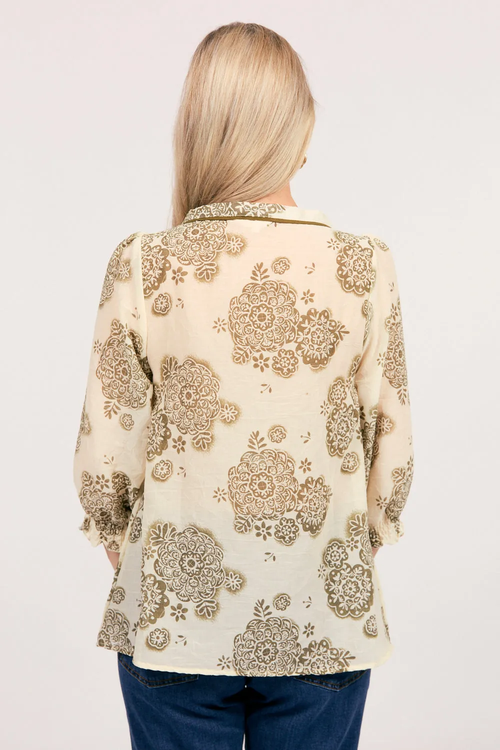 Cairo Boho Blouse in Moroccan Belle Olive