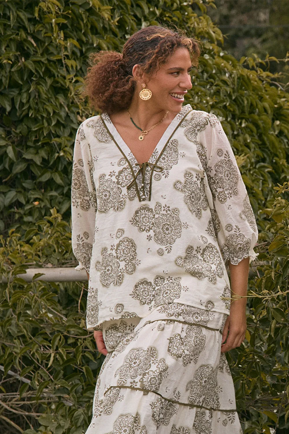 Cairo Boho Blouse in Moroccan Belle Olive