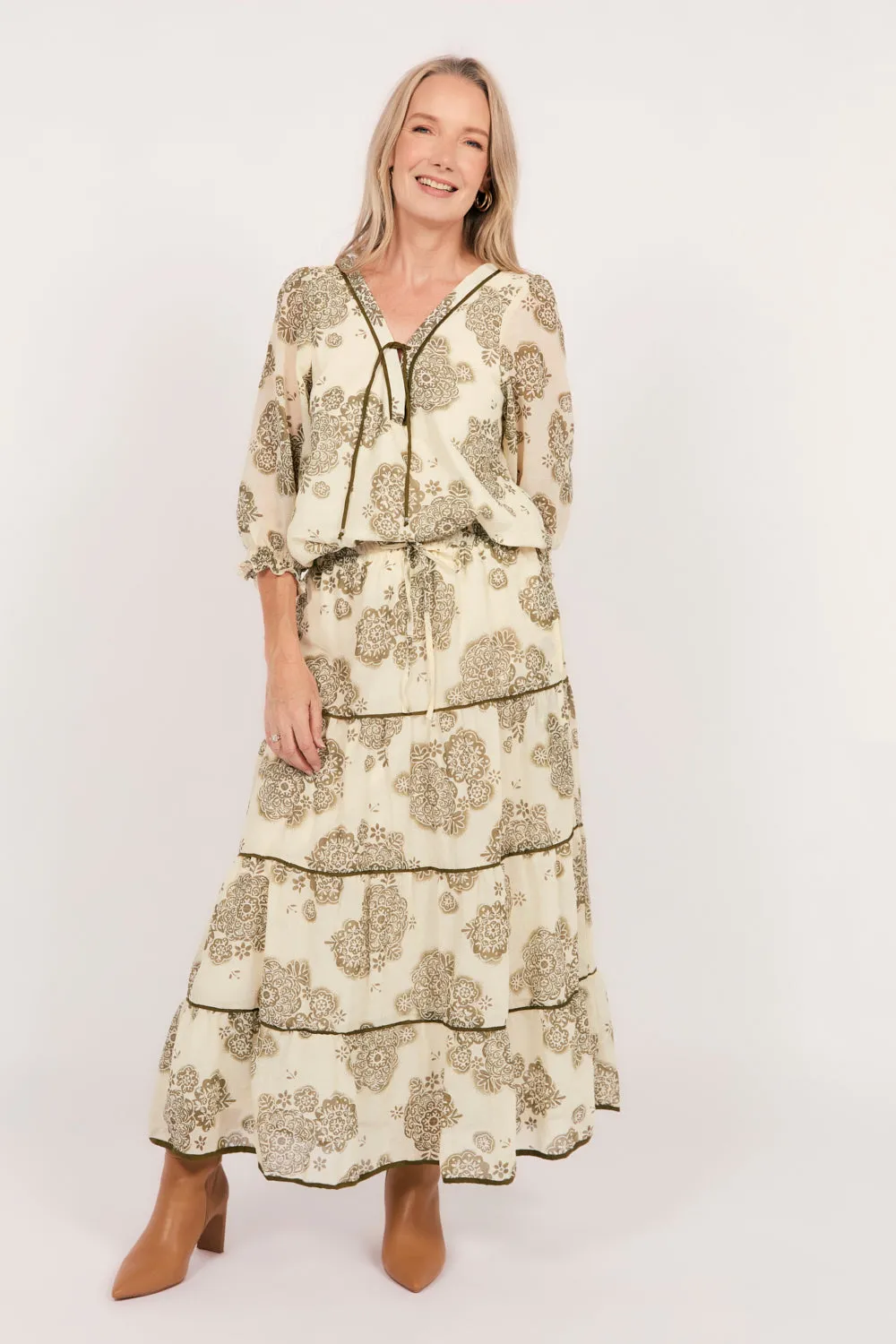 Cairo Boho Blouse in Moroccan Belle Olive