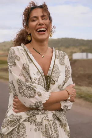 Cairo Boho Blouse in Moroccan Belle Olive