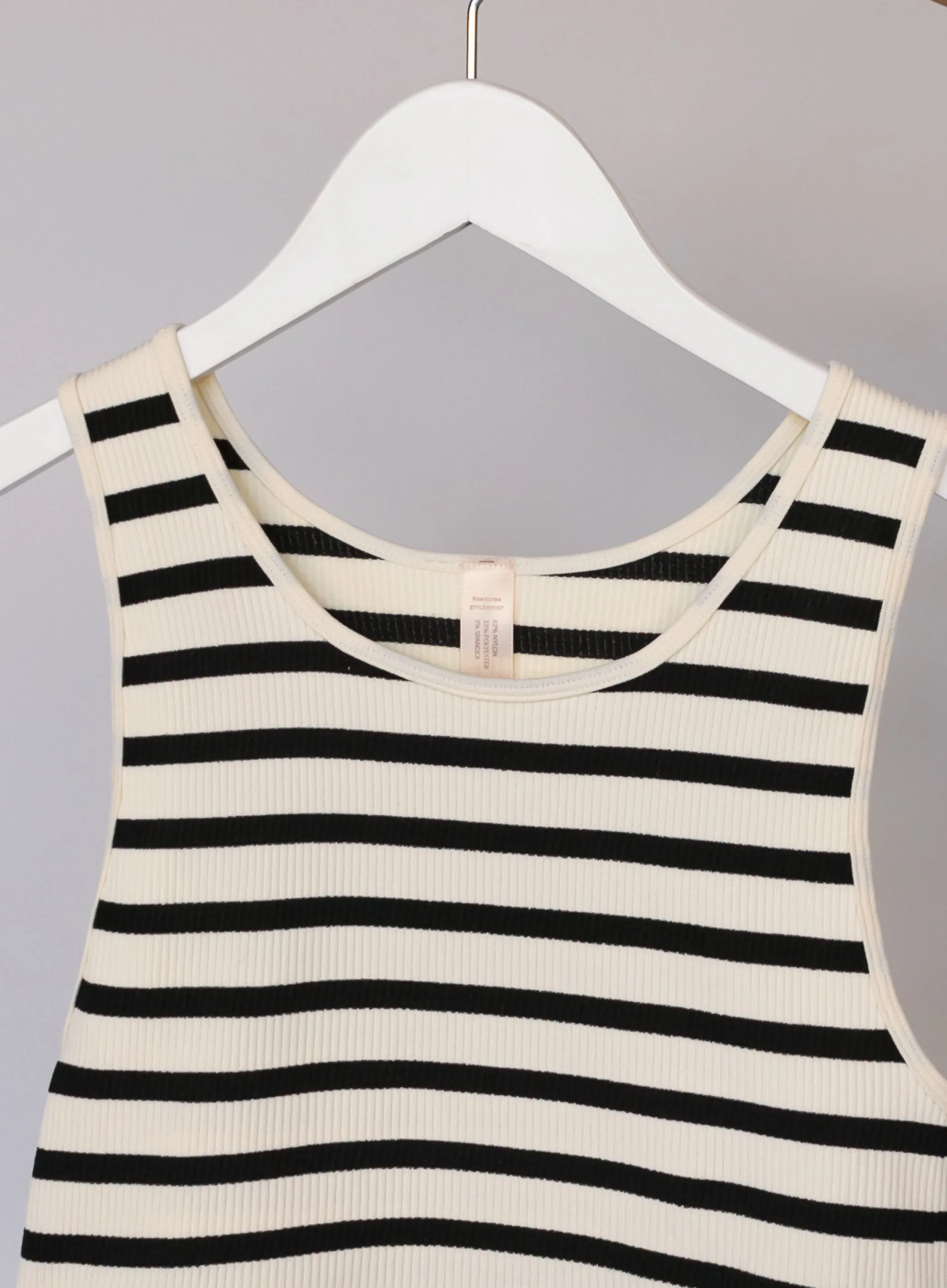 Celine Striped Tank - Black