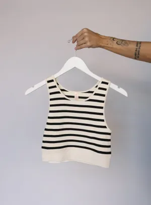 Celine Striped Tank - Black
