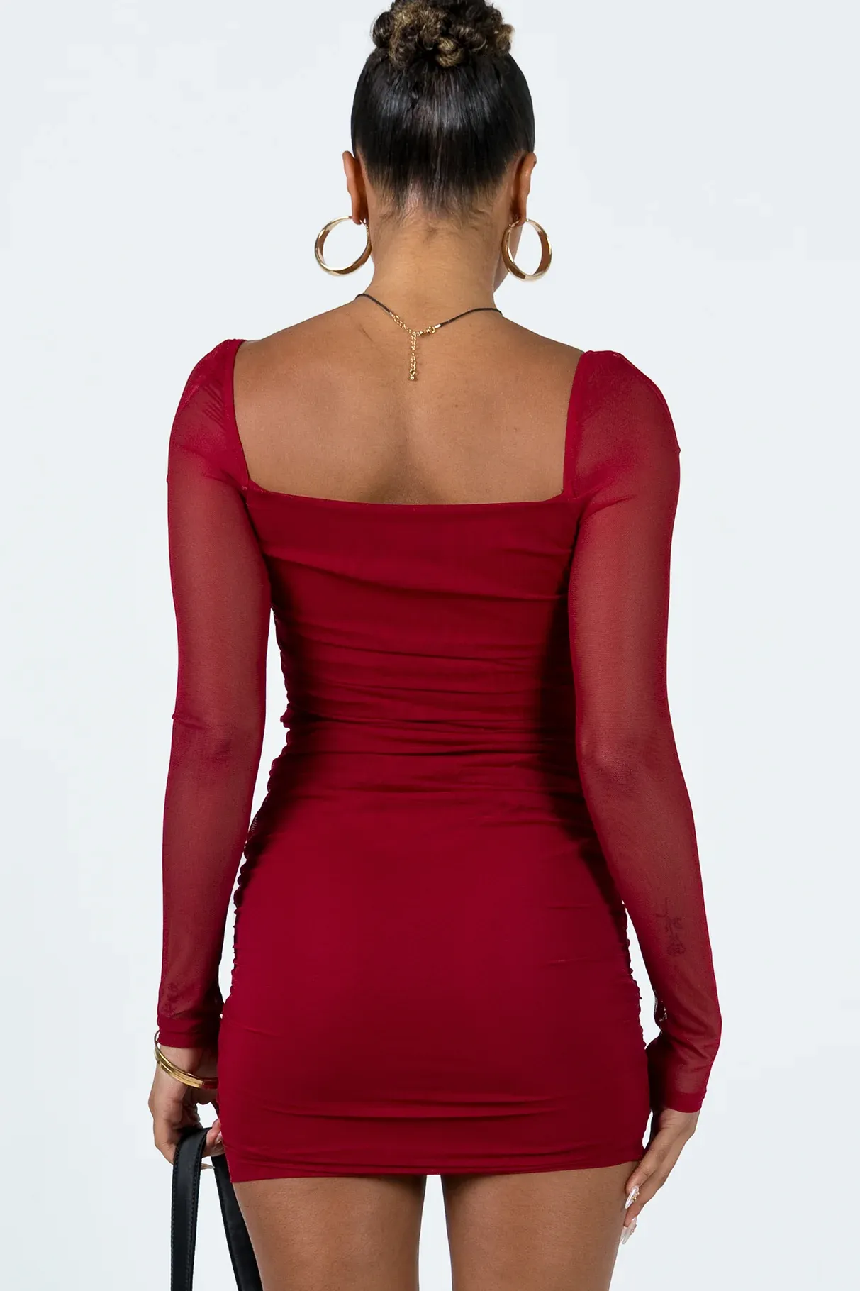Charvi Long Sleeve Mini Dress Burgundy Petite