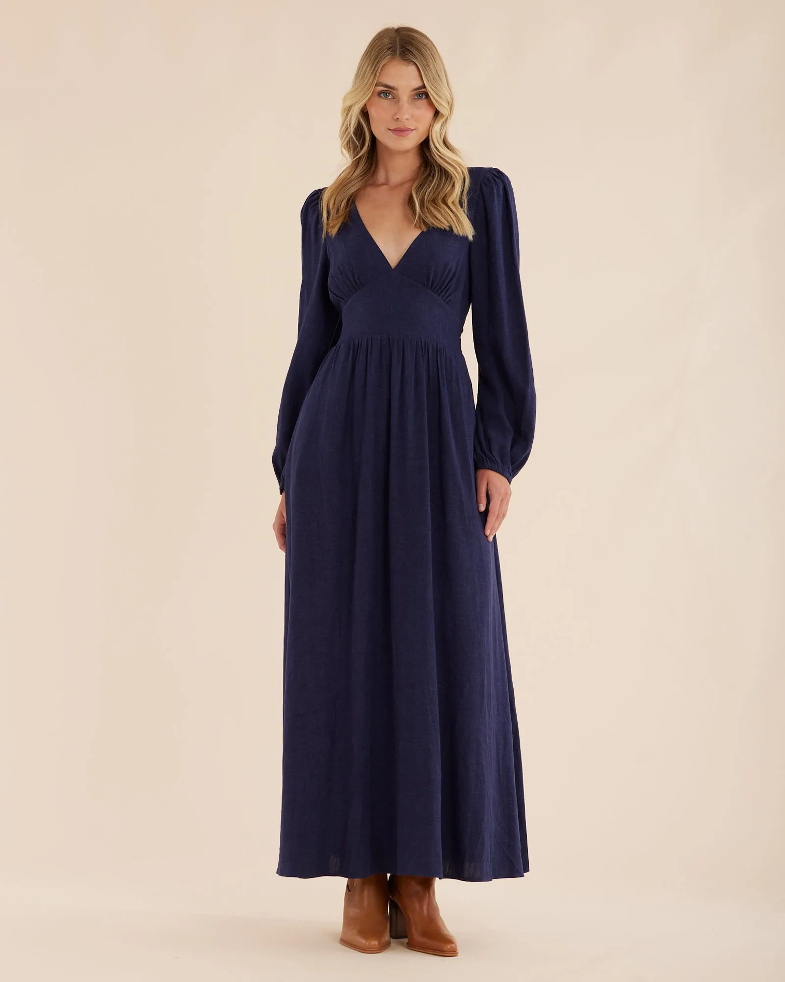 Chelsea V Neck Maxi Dress - Navy