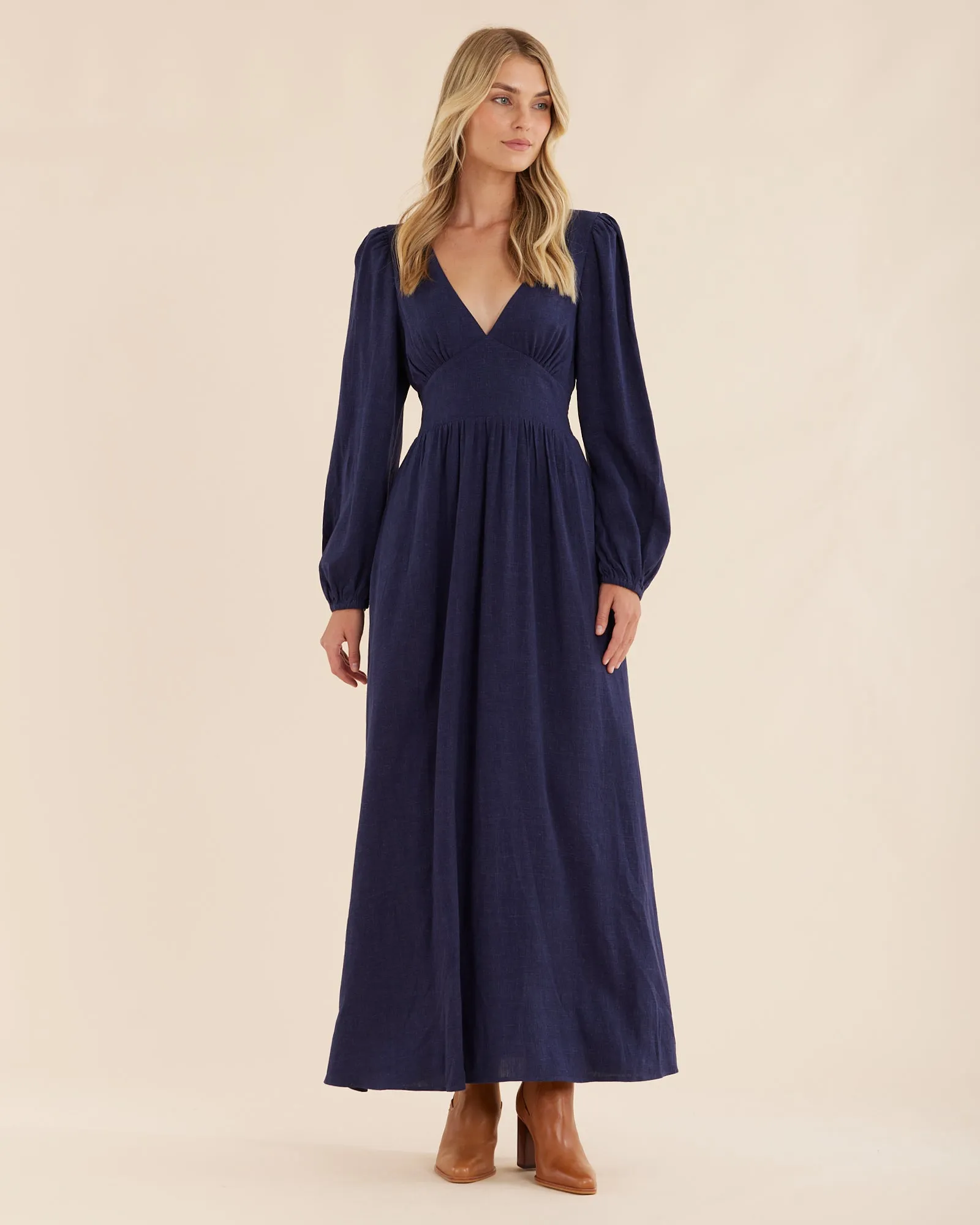 Chelsea V Neck Maxi Dress - Navy