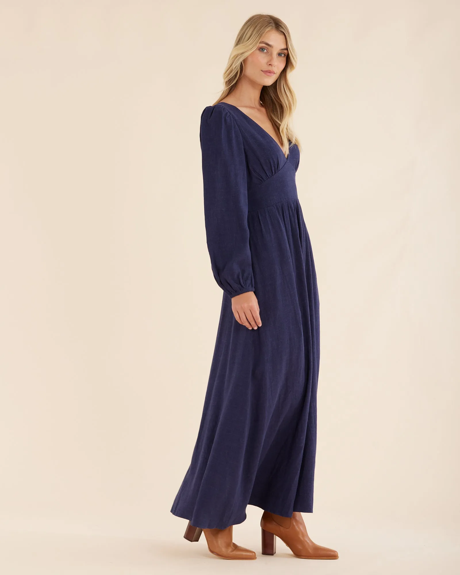 Chelsea V Neck Maxi Dress - Navy