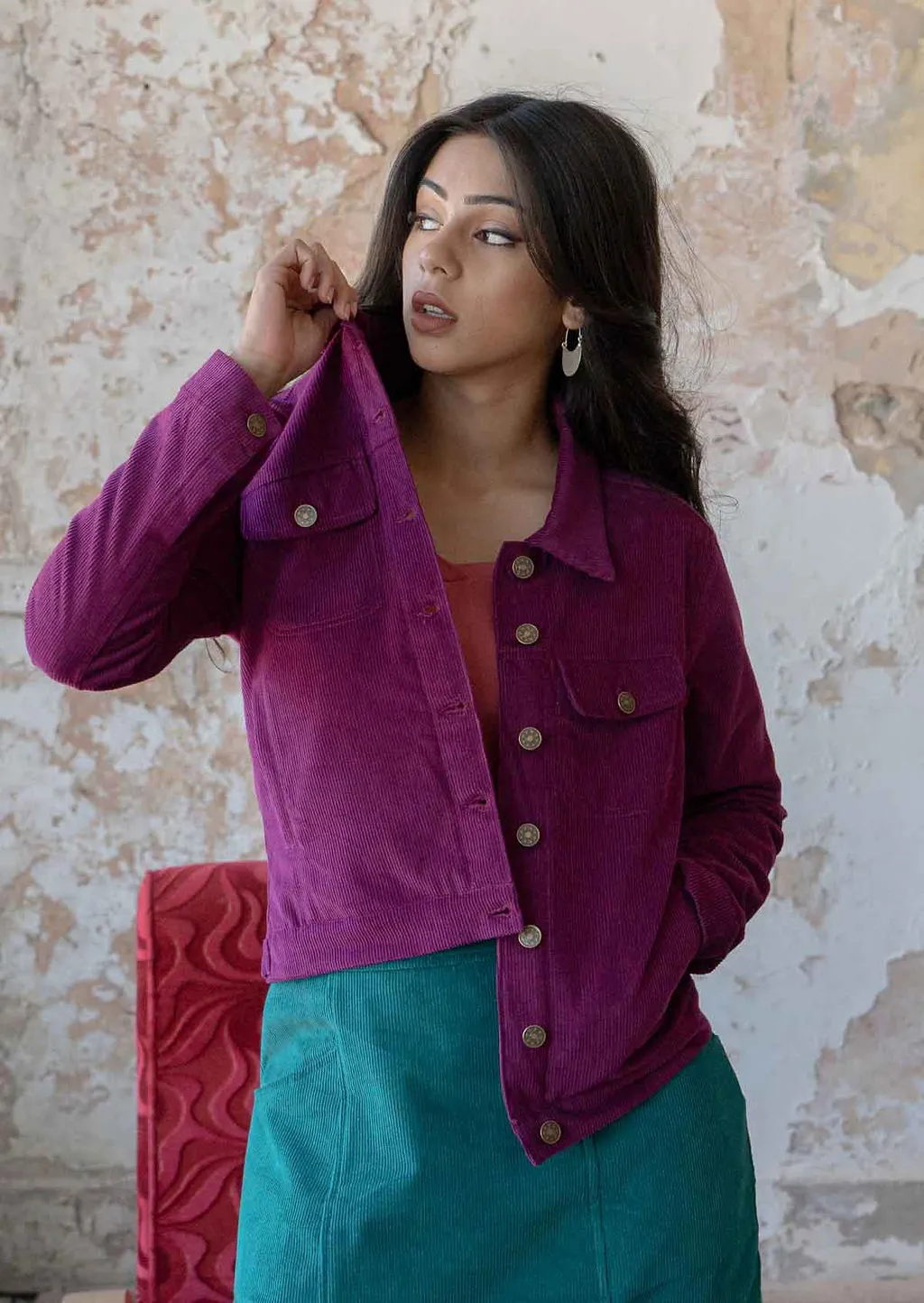 Corduroy Jacket Plum Caspia
