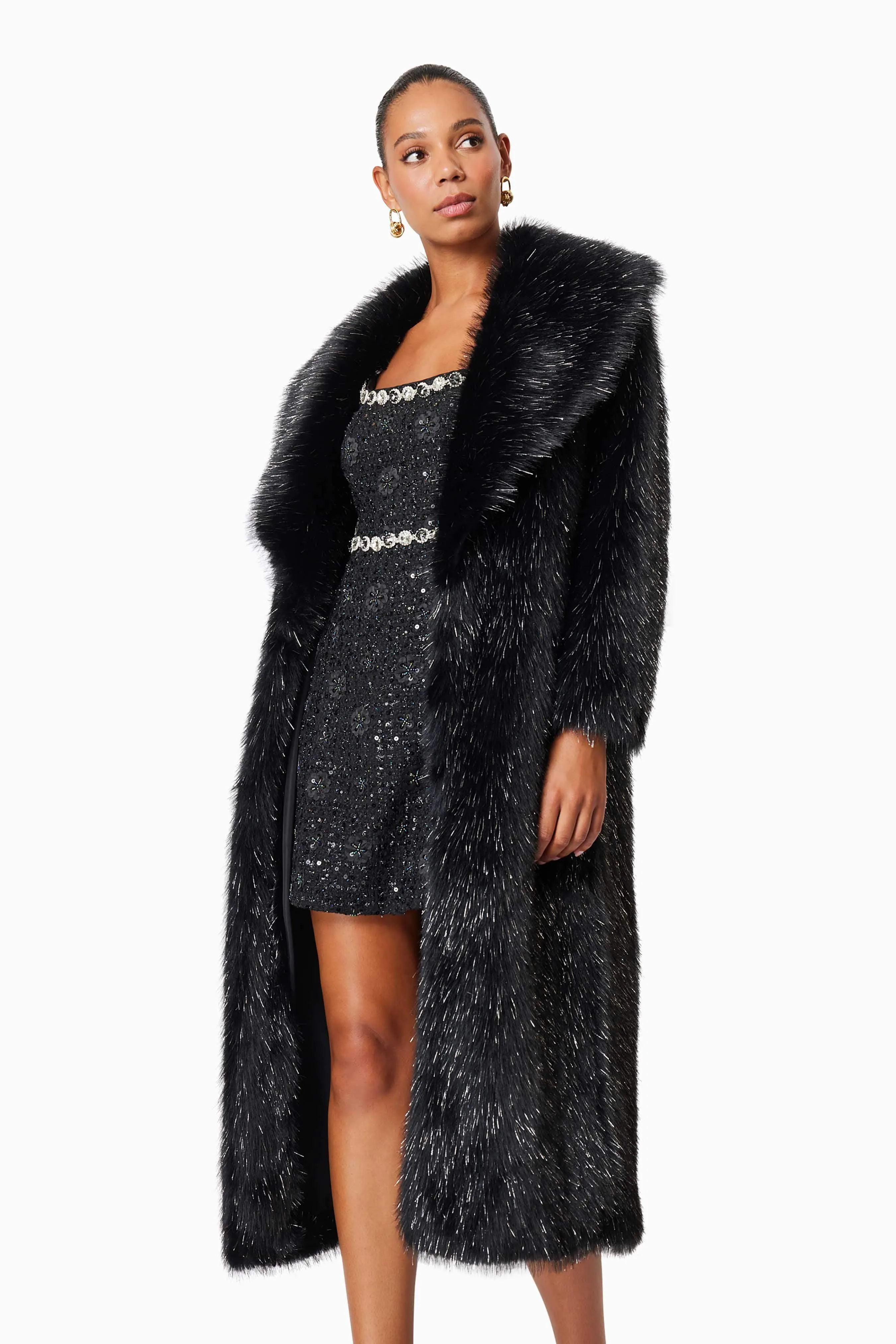 Cosette Faux Fur Coat In Black