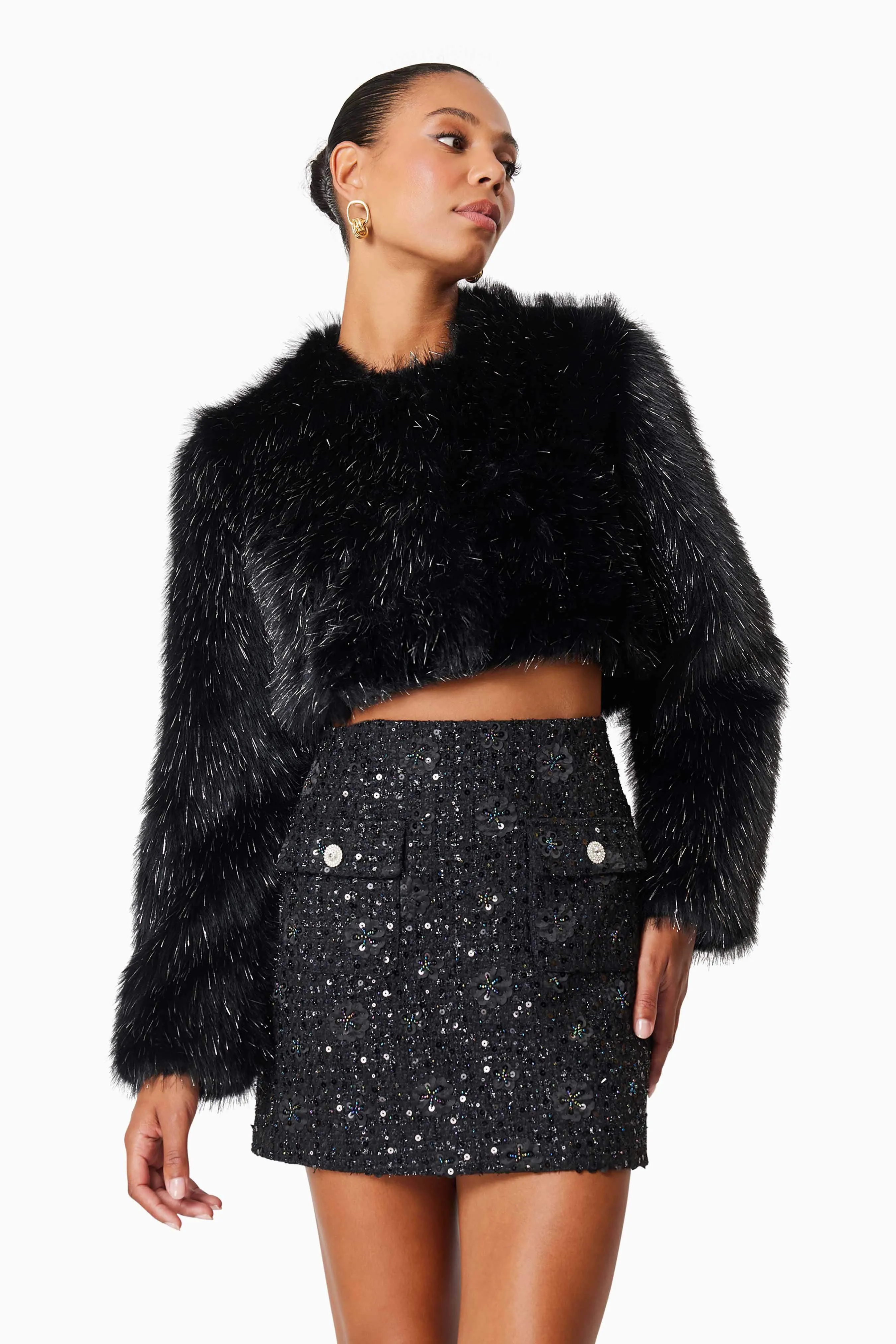 Cosette Faux Fur Jacket In Black