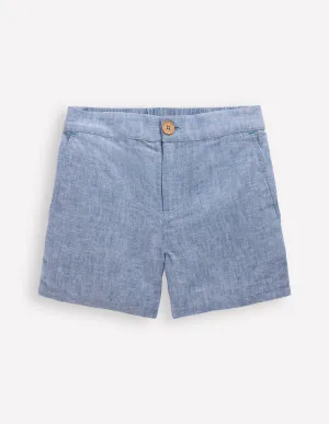 Cotton Linen Shorts-Chambray
