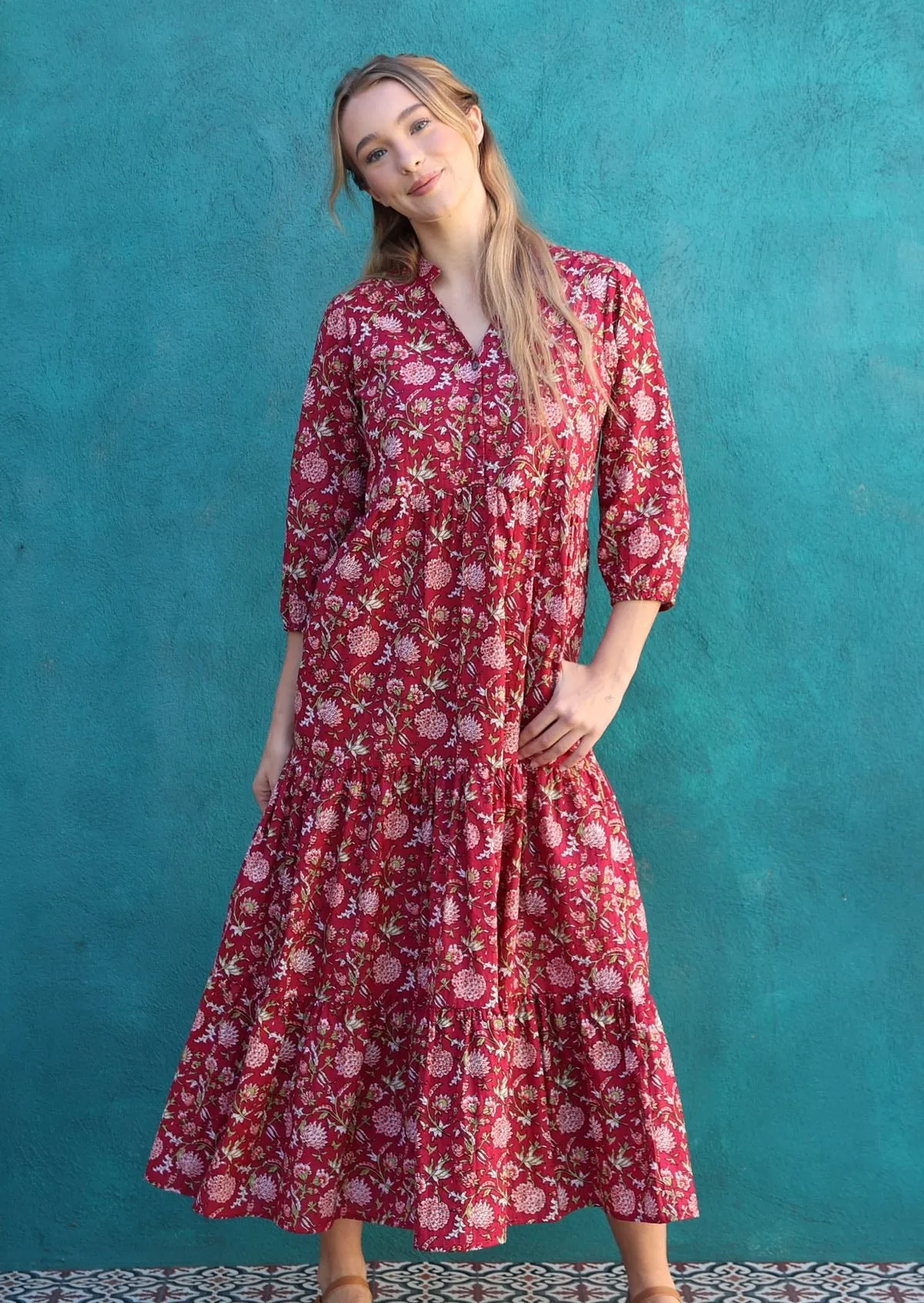 Cranberry Tiered Maxi Dress