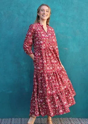 Cranberry Tiered Maxi Dress
