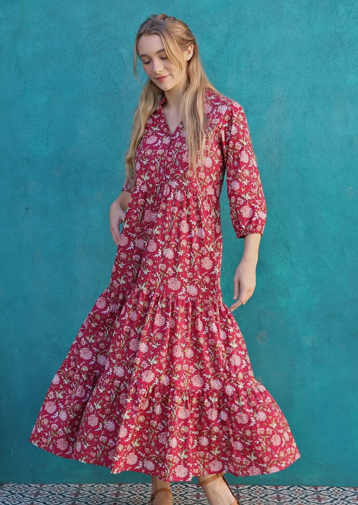 Cranberry Tiered Maxi Dress