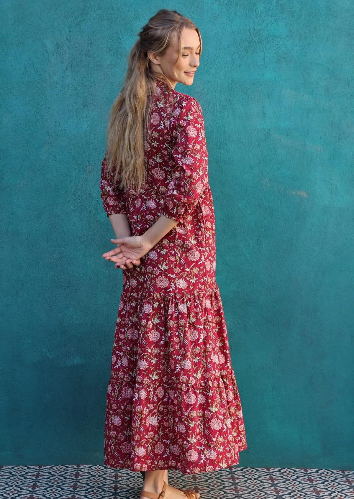 Cranberry Tiered Maxi Dress