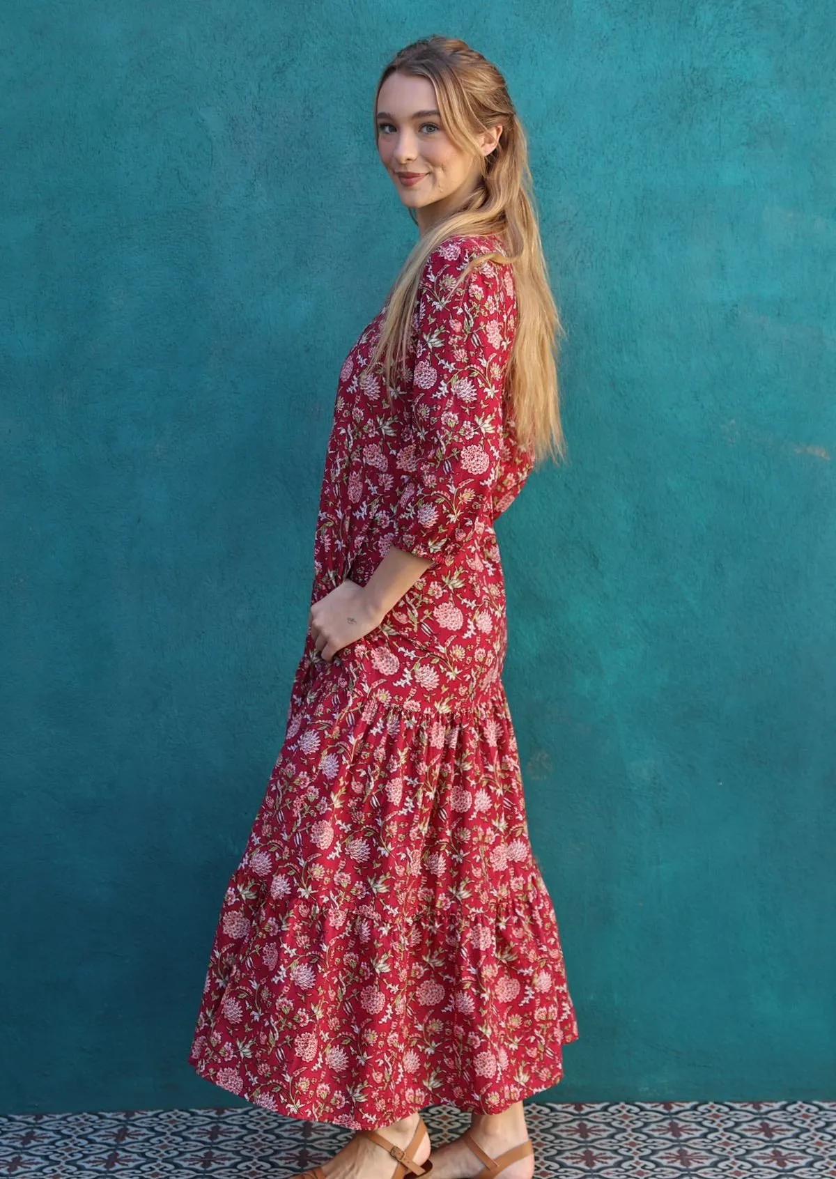 Cranberry Tiered Maxi Dress