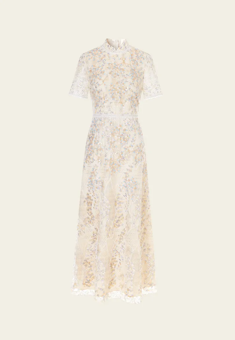 Cream Floral Lace Dress