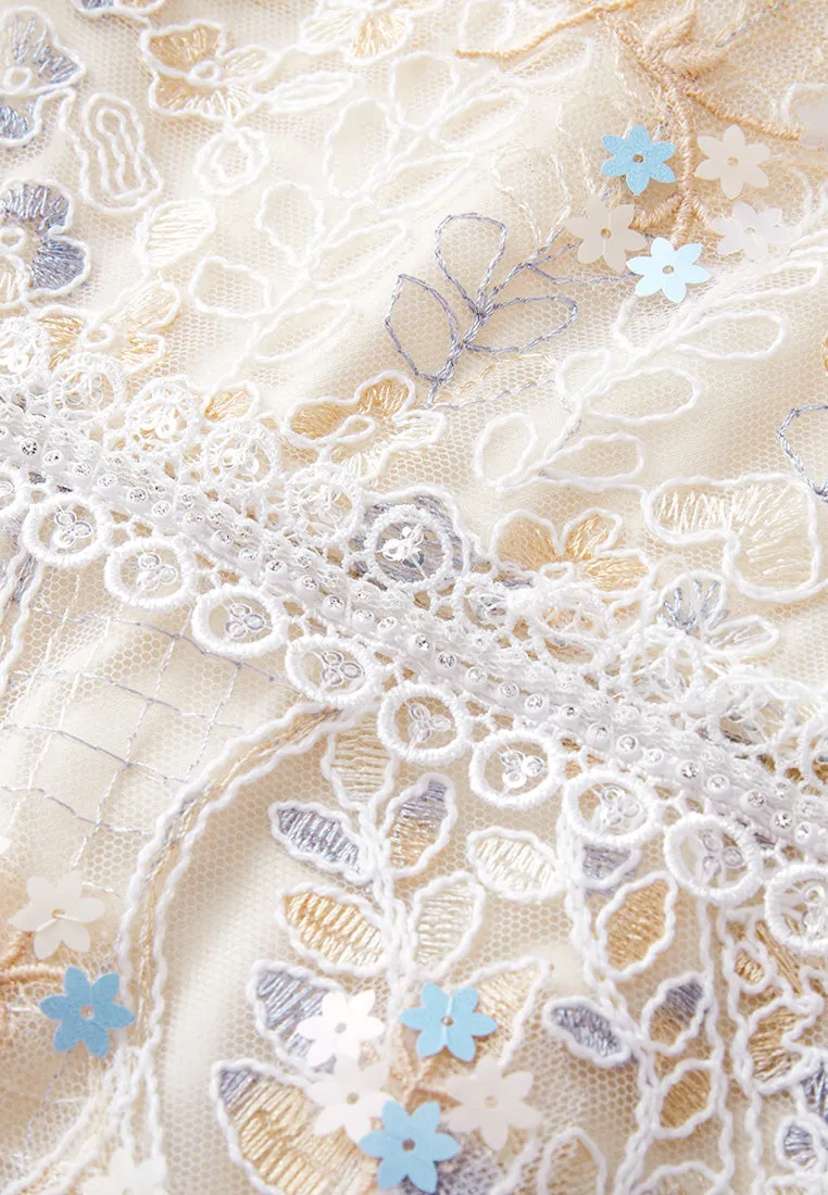 Cream Floral Lace Dress
