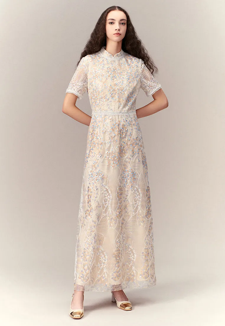 Cream Floral Lace Dress