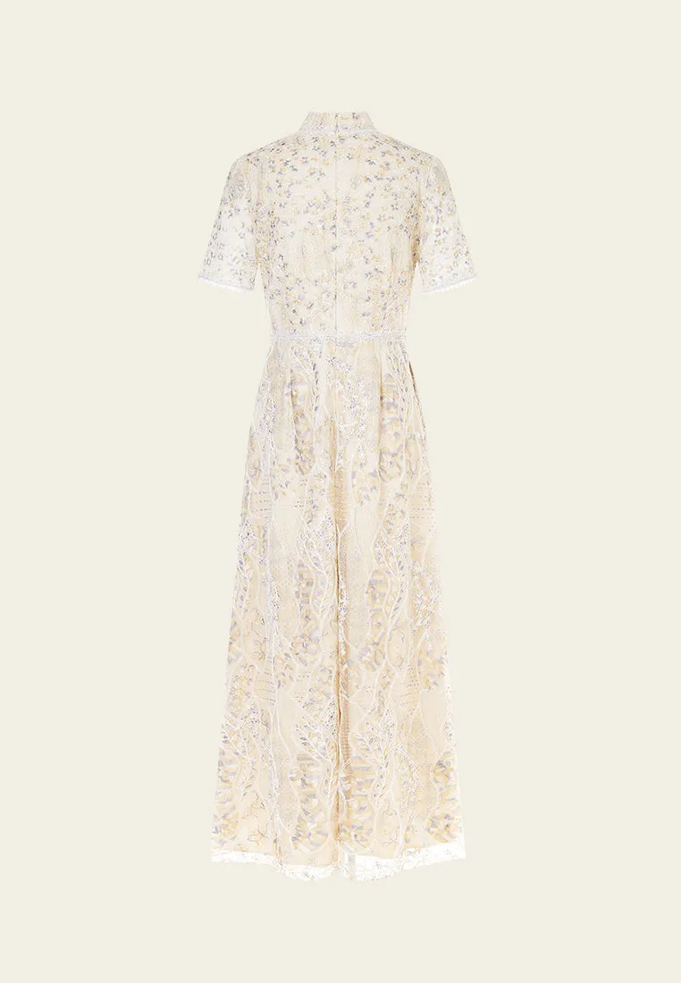 Cream Floral Lace Dress