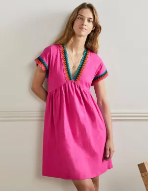 Crochet Trim Jersey Dress-Pop Pansy