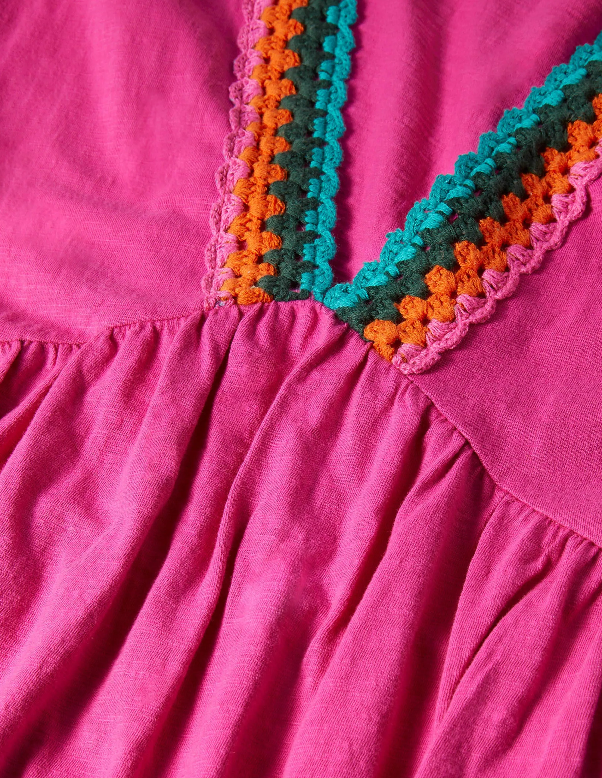 Crochet Trim Jersey Dress-Pop Pansy