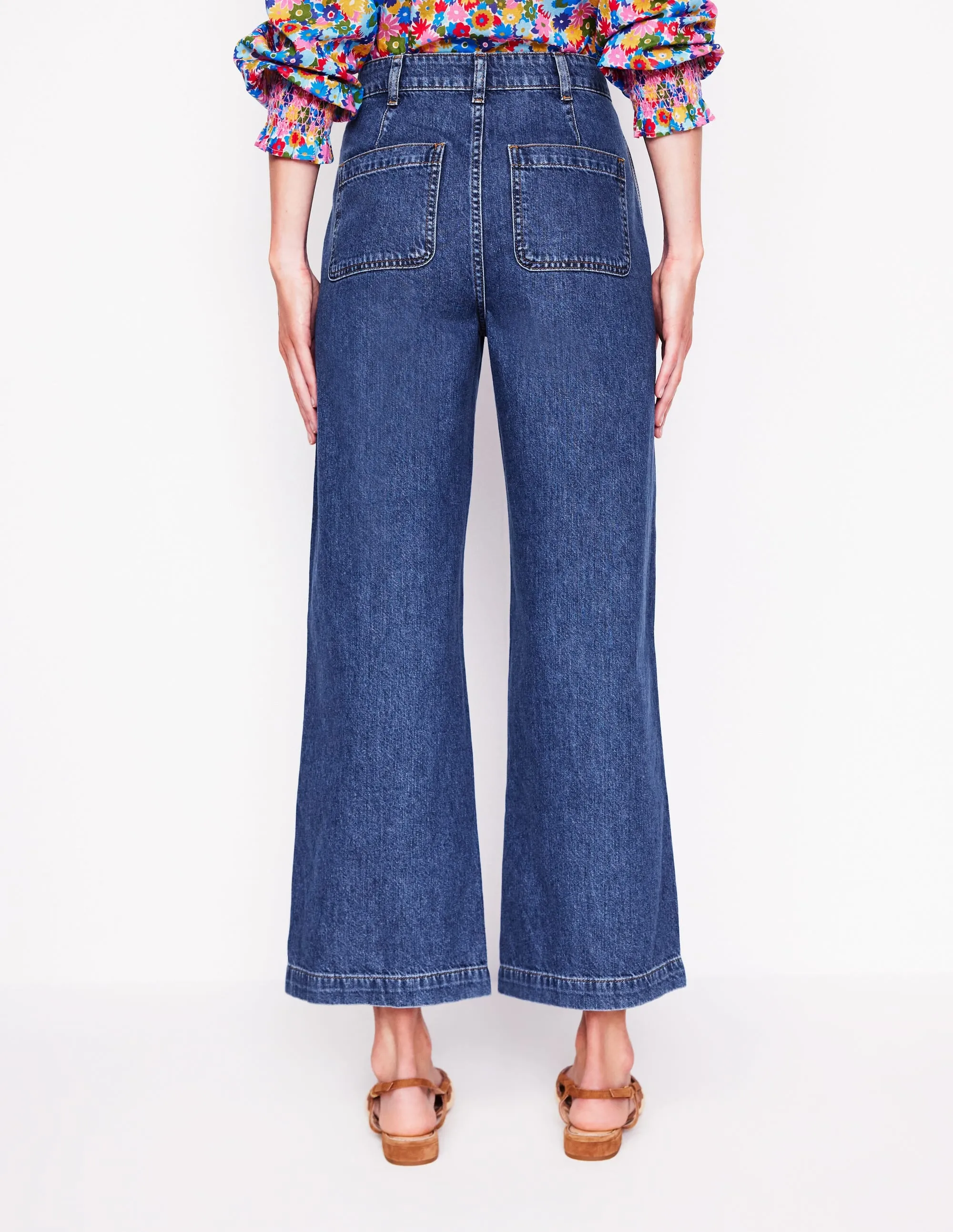 Cropped Fluid Jeans-Mid Vintage