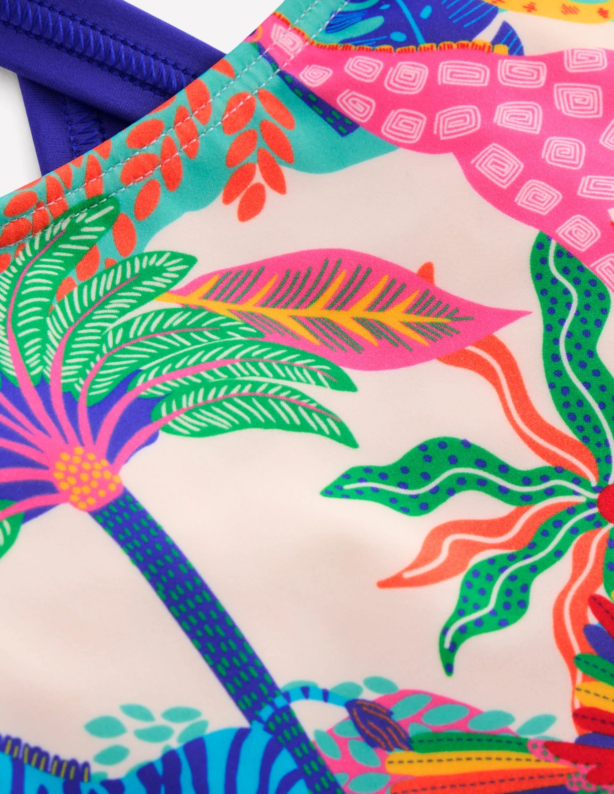Cross-back Printed Swimsuit-Soft Ivory Multi Jungle