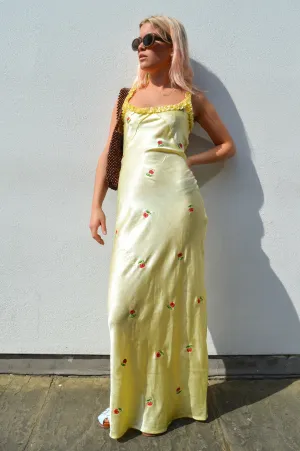 Damson Madder Simone Butter Yellow Slip Midi Dress